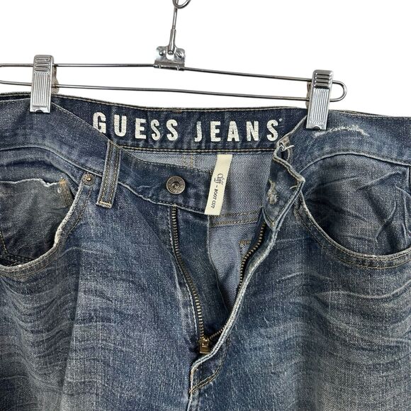 Guess Men 31 X 32 Cliff Boot Cut Jeans Distressed Denim Y2K Casual Grunge Ripped - Picture 5 of 9